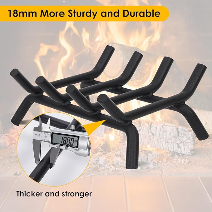 STBoo Fireplace Grate 14inch Heavy Duty - Fireplace Log Holder | Fire Place Grate Cast Iron | Wood Stove Wrought Rack | Firewood Log Fire Pit Tray for Indoor & Outdoor Kindling Tool Camping