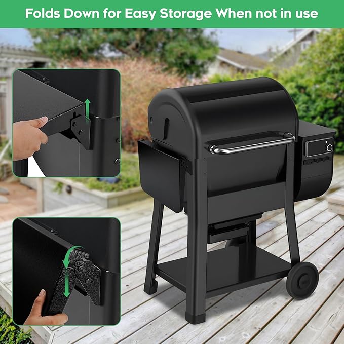 Folding Side Barbecue Shelf Compatible with Weber Searwood 600/600XL Pellet Grills, Folding Side Table, Ideal for Food Prep and Storage