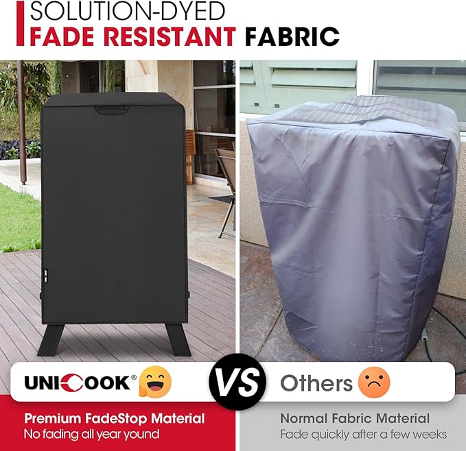 Unicook Electric Smoker Cover 40 Inch, Heavy Duty Waterproof Vertical BBQ Smoker Grill Cover for Masterbuilt, All Weather Resistant, 28" W x 22" D x 39" H