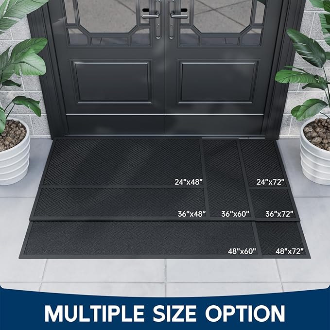 Front Door Mat Outside Entrance, 6' x 4' Heavy Duty Indoor Outdoor Door Mats for Entryway, Trap Dirt Outdoor Doormat Low Profile, Non Slip Welcome Mats for Front Door, Artificial Grass