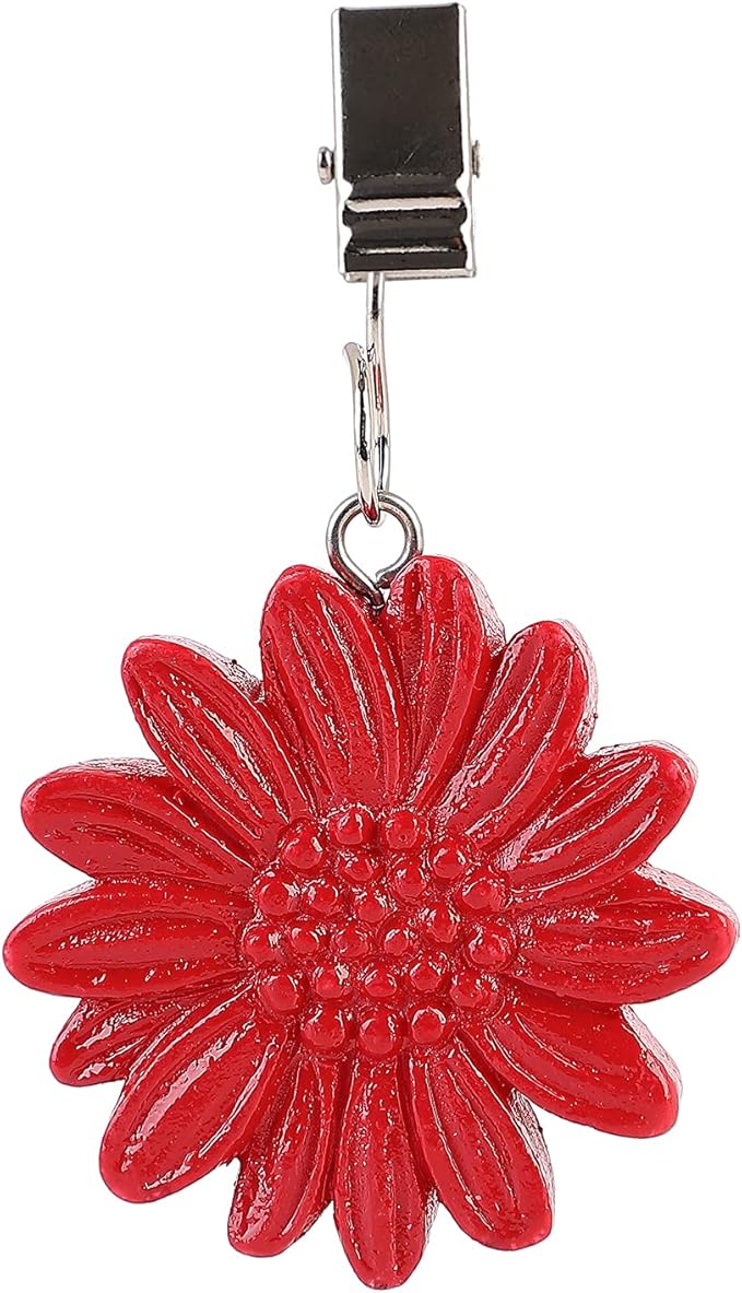 TwoFish Home Set of 4 Red Sunflower Resin Table Cover Tablecloth Weights Clips Handicraft Tablecloth Clamps Pack of 4