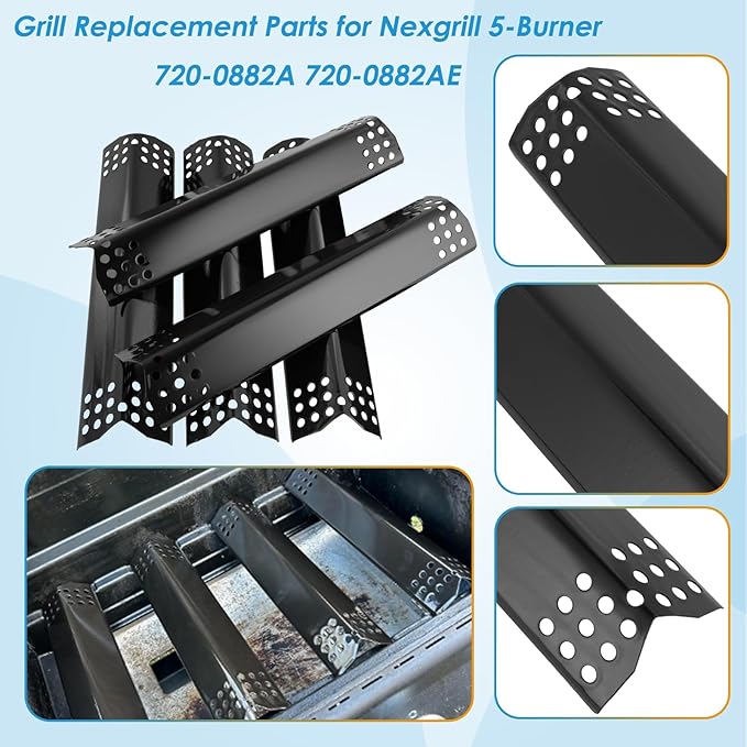 Replacement Parts Kit for Nexgrill Evolution Infrared Plus 5-Burner 720-0882A 720-0882AE 730-0882 730-0882AE, Heat Shield and Burner Kit for Nexgrill Replacement Parts 5 Burner