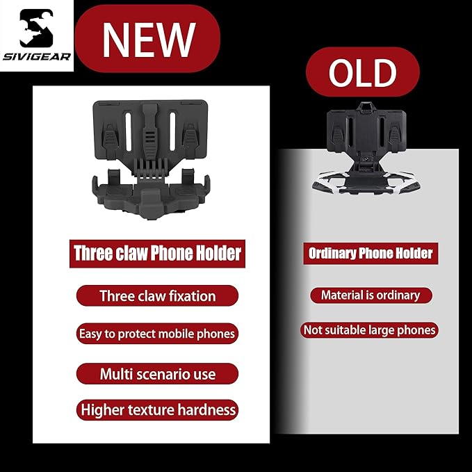Tactical Phone Holder Available in Full Size Plate Carrier Phone Mount Adjust Nylon Molle Phones Holder for Tactical,Car,Office (Black)