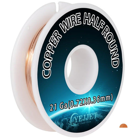 Bulk 21 Gauge Half Round Copper Wire - 3.0 oz (165 Feet) Artistic Wire for Metalworking & Architectural Detailing