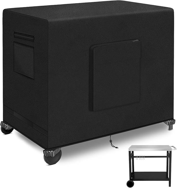 Kovshuiwe 30"L x 24"W x 35"H Outdoor Table Cover for Dining Cart Table, Stainless Steel Grill Cart Trolley Table with Wheels Three-Shelf Movable Food Prep and Heavy Duty Table Grill Cart