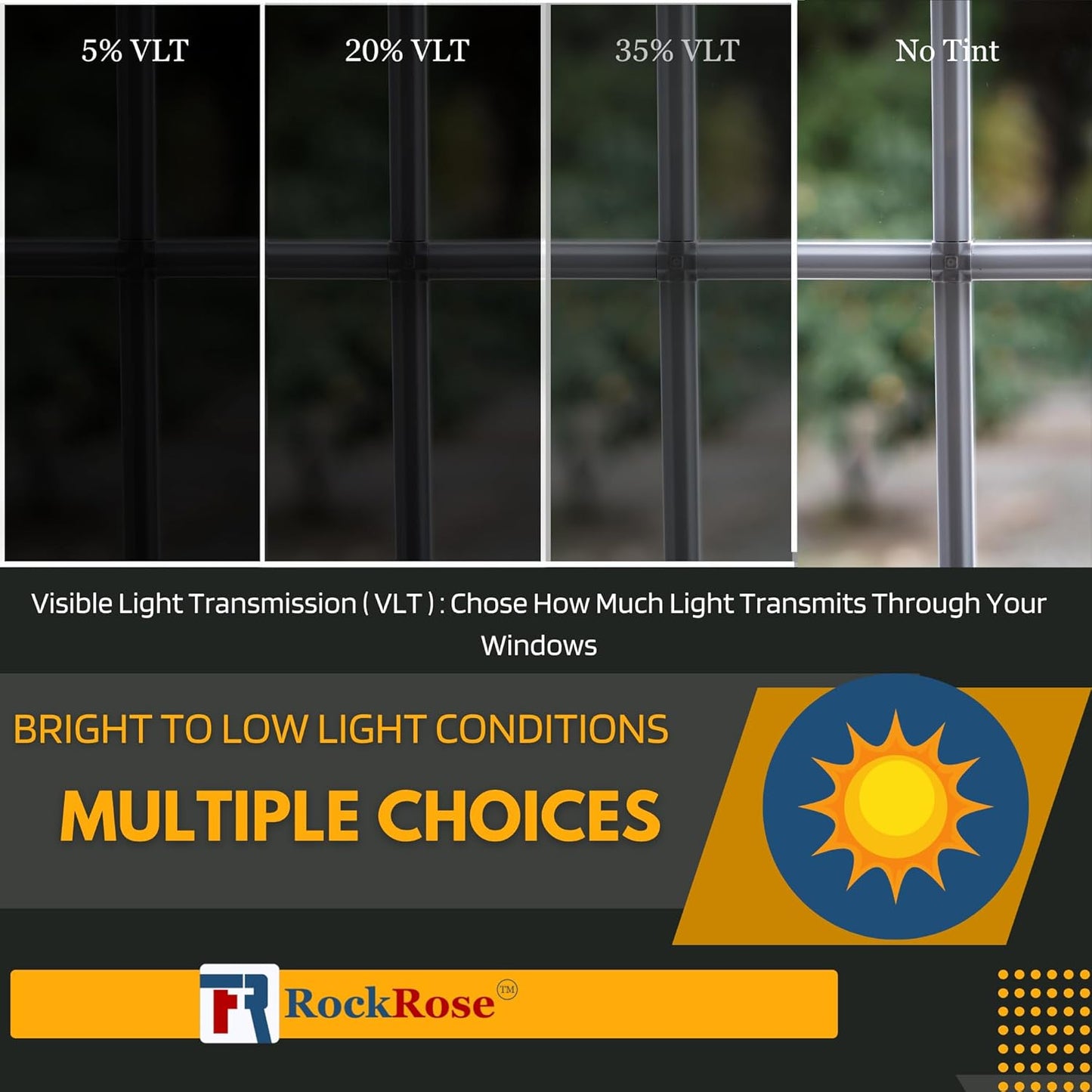 UV 99% VLT 50% Security and Safety 4 Mil Color Window Film Shatterproof Anti Shatter Tempered Glass Film for Home and Office Windows (VLT 50%, 60 in x 100 FT)