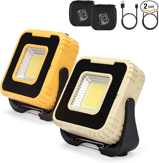2-Pack 5000mAh LED Grill & Work Lights, Super Bright 1000LM Rechargeable Magnetic Lamp for BBQ, Camping, Emergency, 6 Light Modes & USB Output