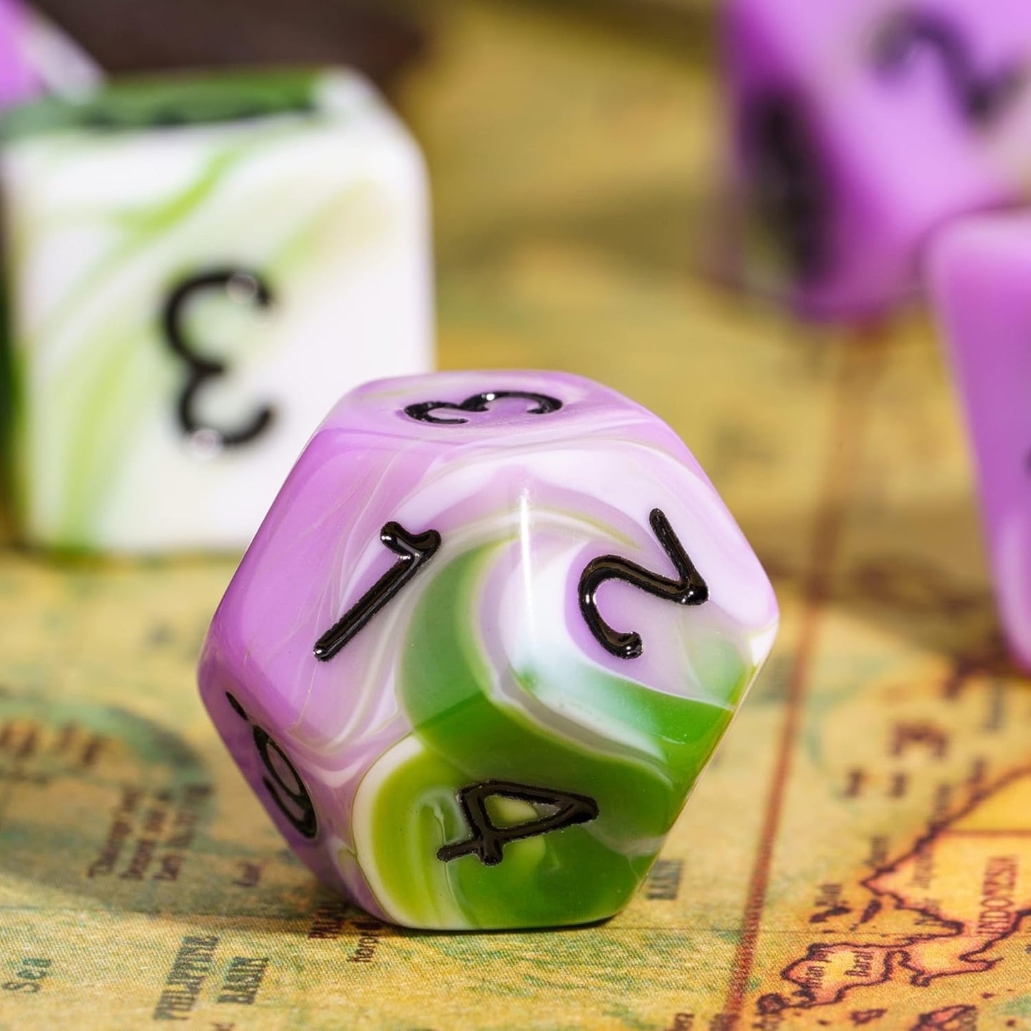 7-Die DND Dice Set Polyhedral Dice Set with a Leather Dice Bag, D&D Dice Set for Dungeons and Dragons, RPG Table Games (Tricolor GPW)