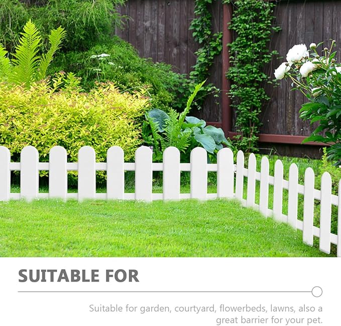 Housoutil 6Pcs Plastic Yard Fence Garden Edging Decorative Picket Fence for Indoor Outdoor Courtyard Lawn Border 50Cm Length X 13Cm Height Small Partition for Patio Garden Decor