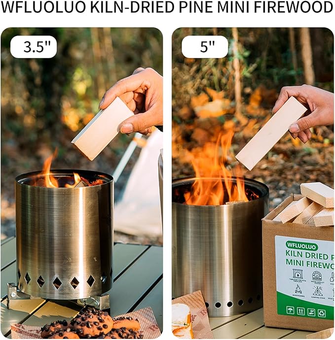 Mini Firewood 5'' Lengths Barkless Pine Kiln Dried Firewood Great Fire Pit Accessories Prefect for Solo Stove Mesa XL, Tabletop Fire Pit,Mesa Fire Sticks Wood,8Lbs