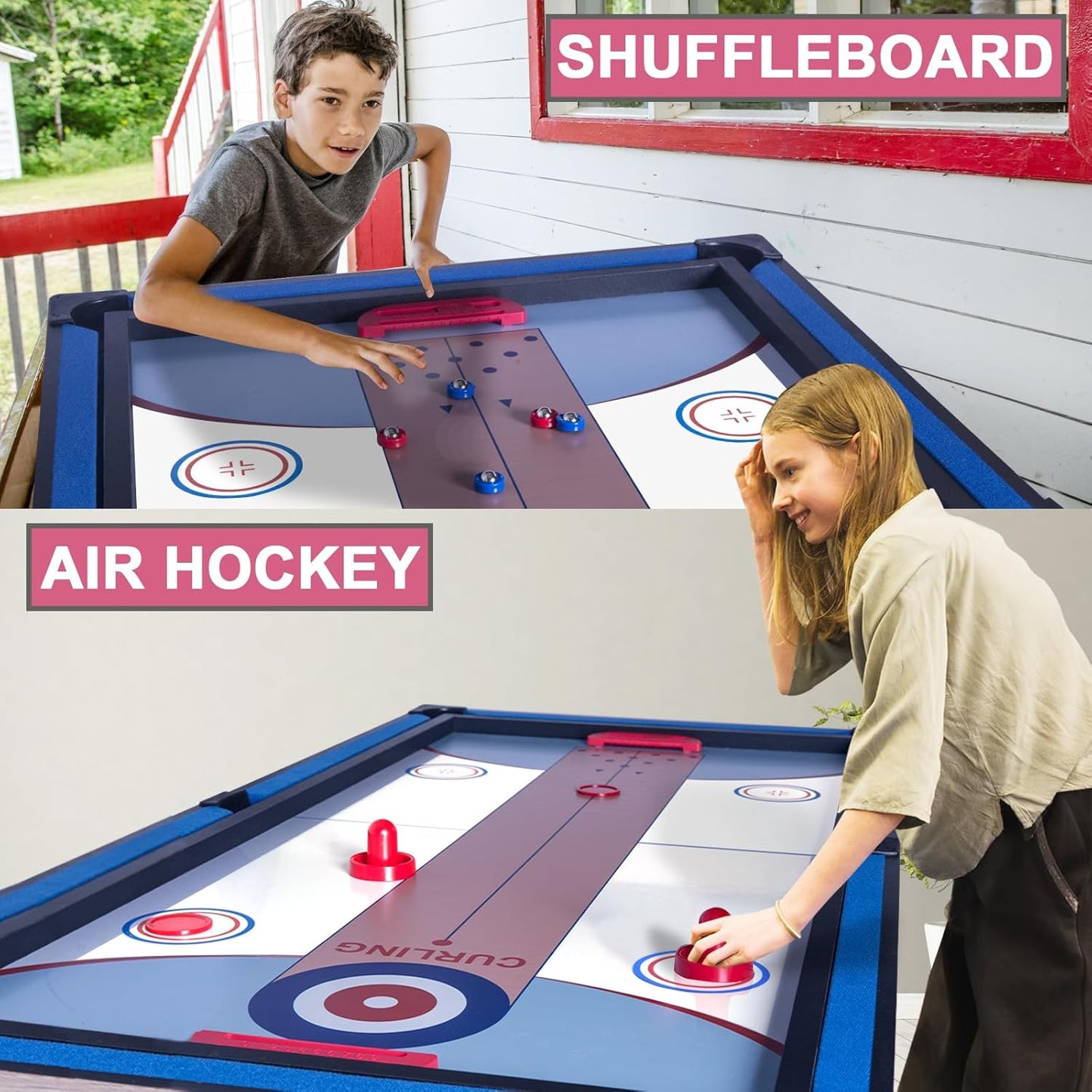 54" 5in1 Multi-fuction Games Table,Folding Multi Game Combination Table Set with Soccer Foosball Table,Pool Table,Hockey Table,Table Tennis Table,Basketball