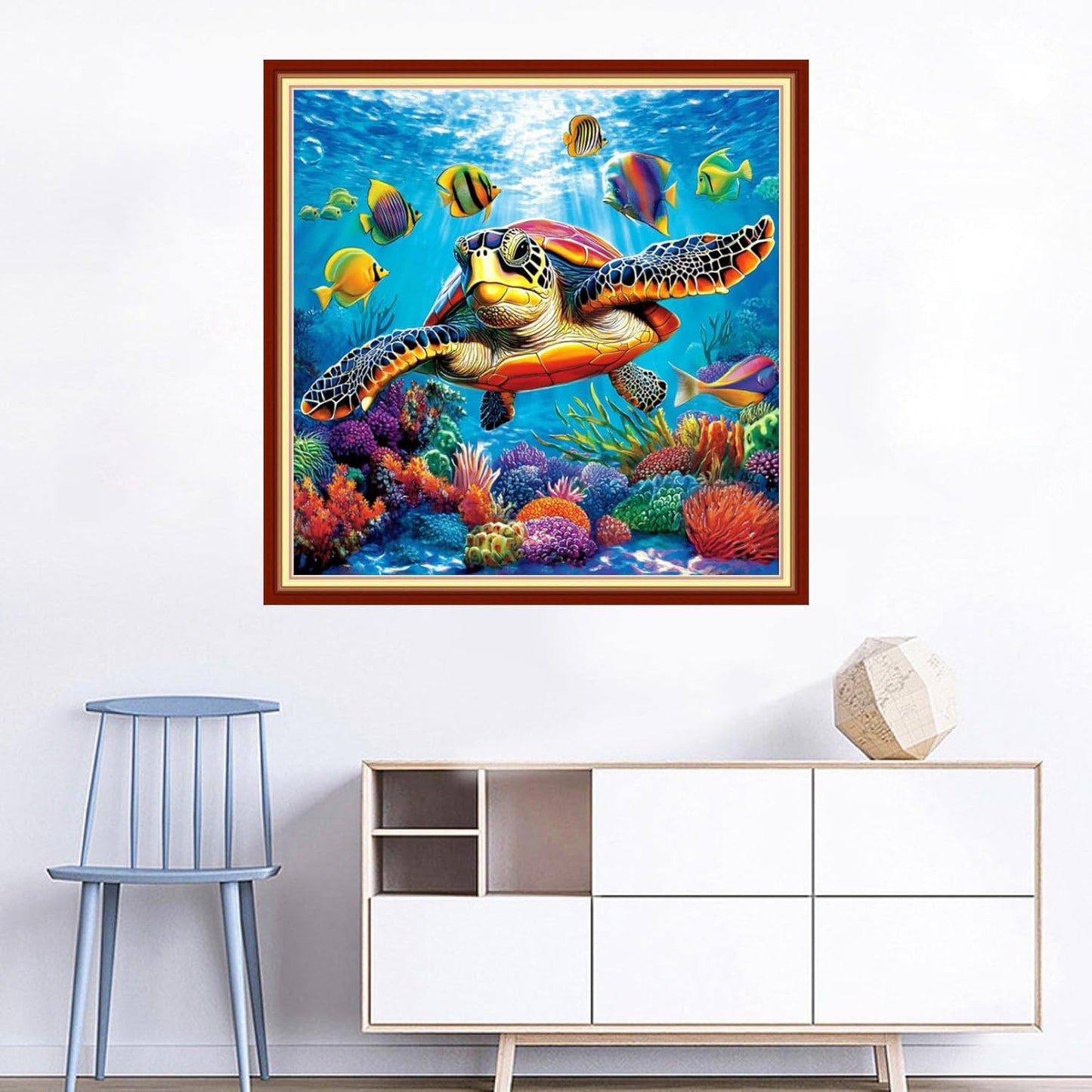 Joyhoor Cross Stitch Kits for Beginners Stamped Cross-Stitch Supplies Needlework preprint Embroidery Kits for Adults DIY Needlepoint Kits Embroidery Patterns 11CT-Underwater sea Turtle 18x18 inchs