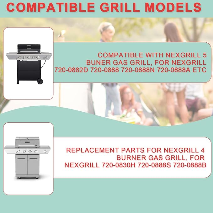 Replacement Grill Parts for Home Depot Nexgrill 5 Burner 720-0888A 720-0888 720-0888N 720-0888S,Cooking Grates & Heat Plates for Nexgrill 4 Burner 720-0830 720-0830HM 720-0830H,Stainless Steel
