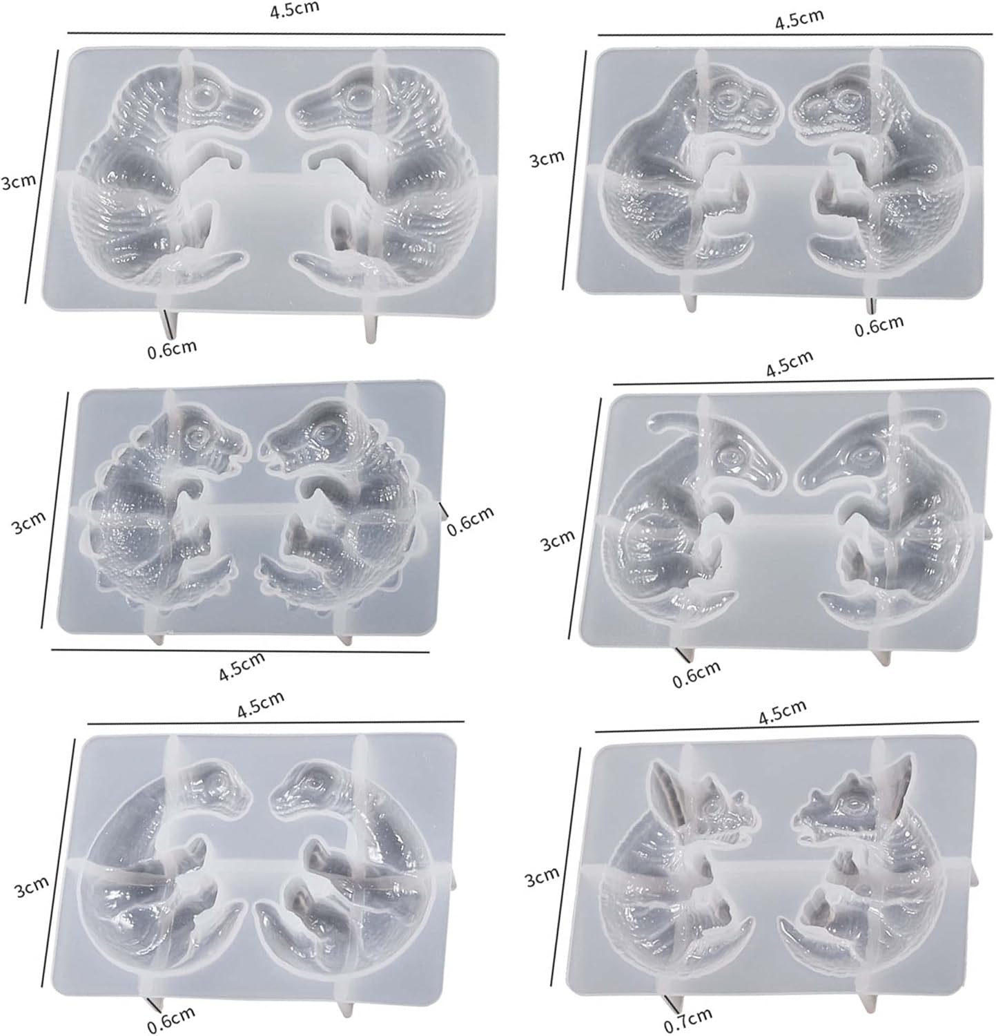 Dragon Earring & Pendant Mold Set - 7 Piece Dinosaur & Egg Designs for Resin Earring Decoration