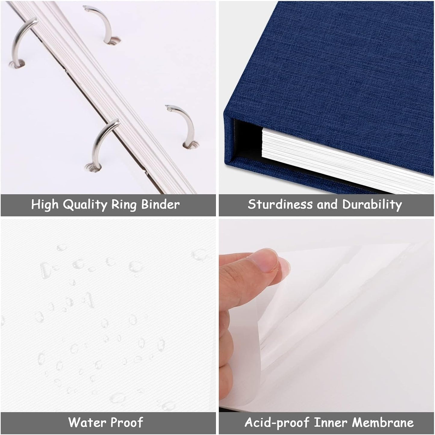 Zesthouse 18 In Photo Album Self Adhesive with Picture Display Window, 3-Ring Scrapbook Albums 60 Pages Holds 10x12 8x10 5x7 4x6 Photos, DIY Photo Book Ideal Gift for Family Wedding Baby