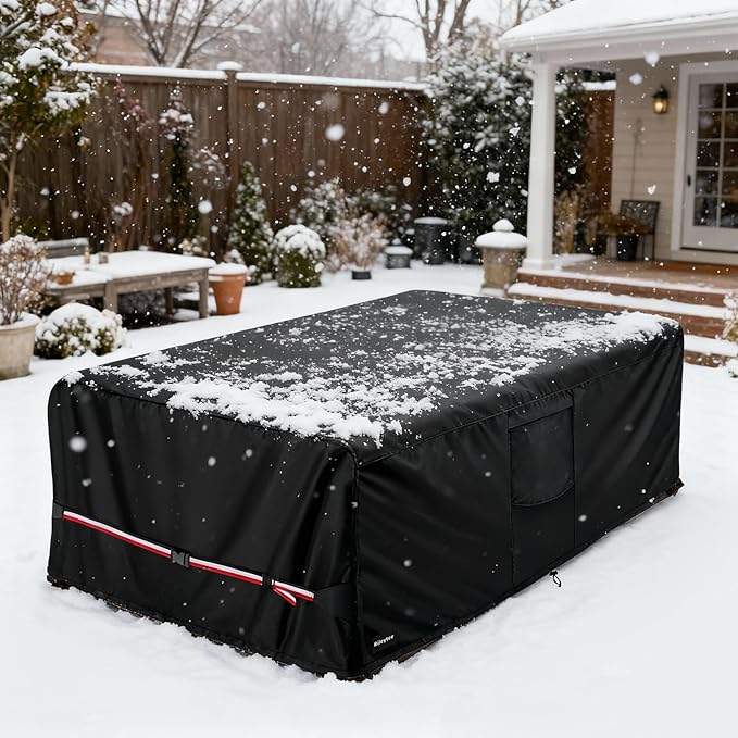 Rectangular Patio Furniture Covers,Upgraded 600D Heavy Duty Outdoor Furniture Covers Waterproof,Outdoor Sectional Dining Table and Chairs General Purpose Furniture Set Cover,111"L × 74"W × 28"H,Black