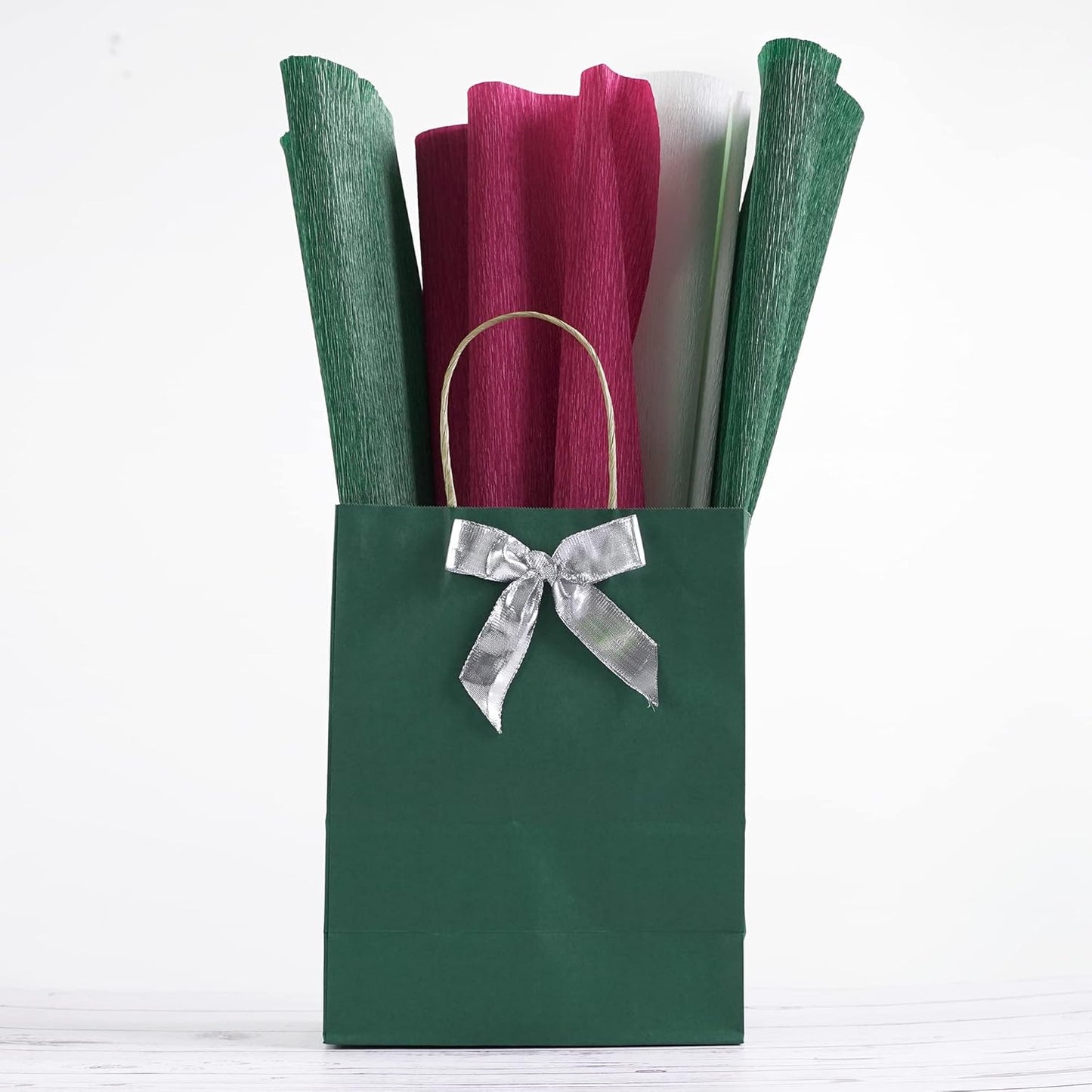 MEEDEE Silver Wired Woven Metallic Ribbon - 1 inch Silver Wired Ribbon for Gift Wrapping, Gift Bows, DIY Crafts, Graduation Baskets, Wedding, Party Decorations (25 Yards)