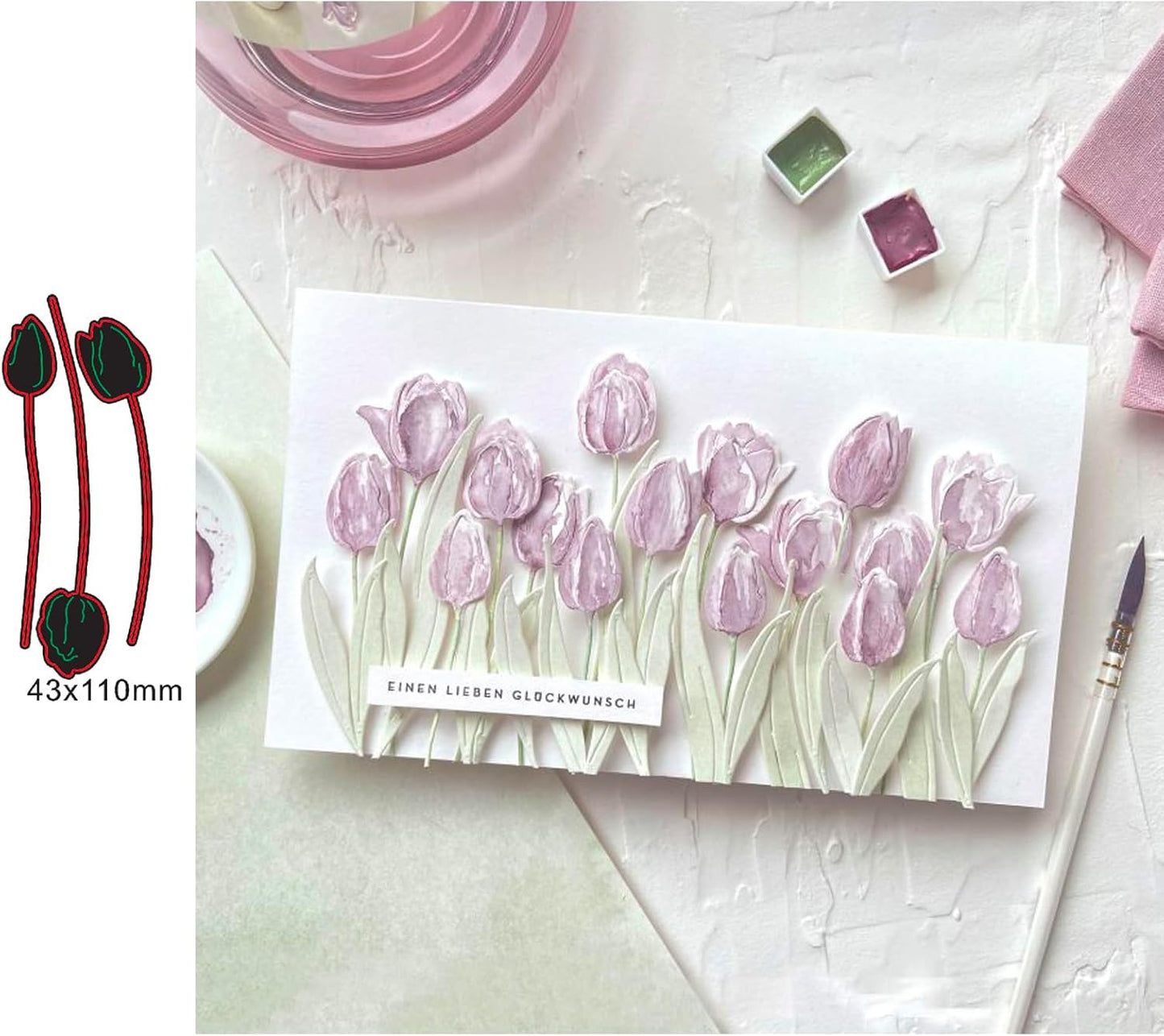 Lapoo Metal Cutting Die for Scrapbooking, 3D Backgrounds Frame New Cutting Dies DIY Album Card Making Decor Paper Craft Metal Die Cuts Party Wedding Decorations (3 Buds 4.5 x 1.7 in)