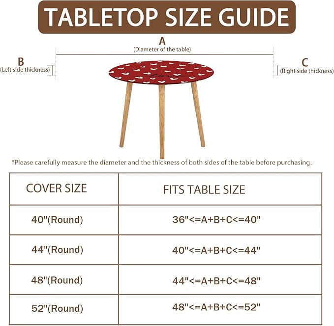 Valentines Day Round Fitted Tablecloth with Elastic Red White Love Heart Circle Table Cloth for 36-40" Round Tables Stretch Waterproof Washable Valentine Table Cover for Picnic Dining Party Decor