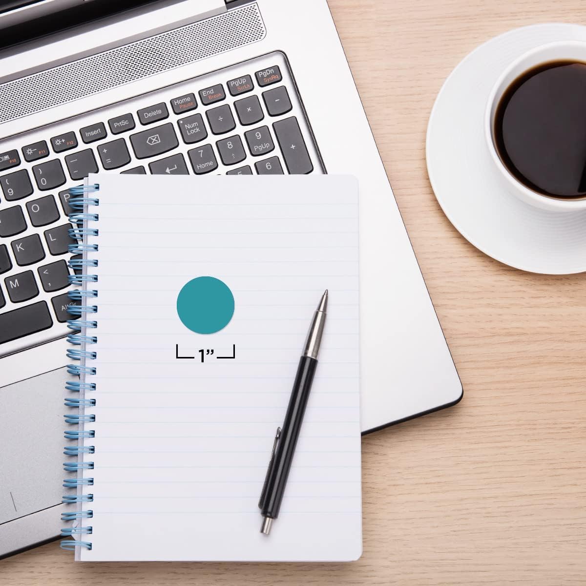 ChromaLabel 1 Inch Round Label Removable Color Code Dot Stickers, 1000 Labels per Dispenser Box, Teal