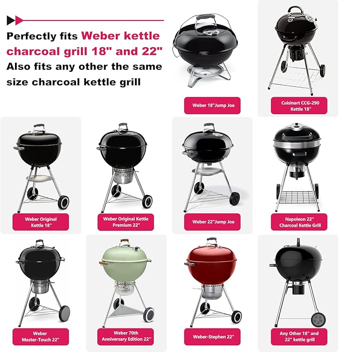 Grill Table for Weber 22" &18" Original Kettle, for Weber Grill Table, Stand Cart for JumboJoe Master-Touch Charcoal Outdoor Prep Performer Charcoal Accessories for Outside