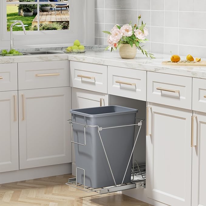 ROOMTEC Lightweight and Durable Slim Trash Can, Wastebaskets for Office, Workspace, Kitchen, Bathroom