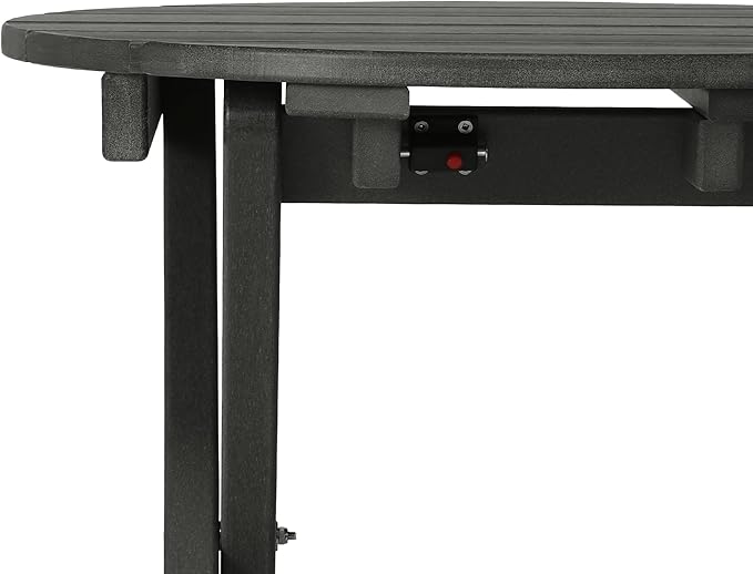 Costaelm Paradise HDPE Outdoor 24.5 Inch Round Portable Folding Patio Dining Table, Gray