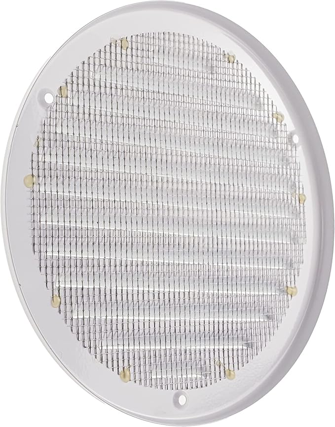 Vent Systems 6 Inch (Inner) Pack of 5 White Vent Cover - Round Metal HVAC Return Air Grille with Mesh Screen - Register Soffit Wall Vent - Outdoor, Indoor, Crawlspace - Exhaust Ventilation Grill