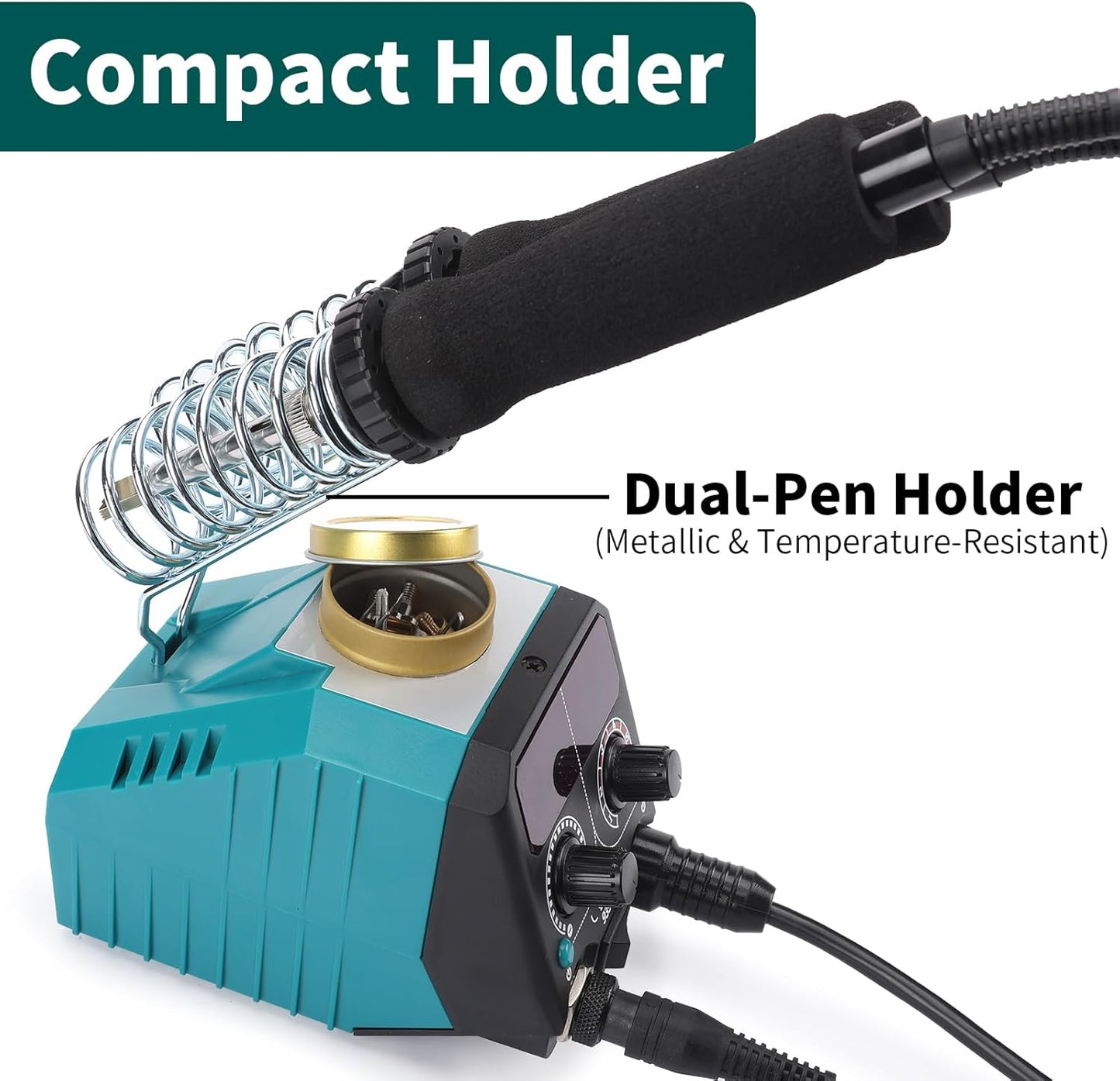 YIHUA 939D-VII Pyrography Tool Wood Burning Pen Kit Station 2-in-1 Solid-Point 200~480°C (with Temp Display)/Wire-Nib 250~750°C with 23 Nibs, 50 Solid Points, 6 Woodpieces