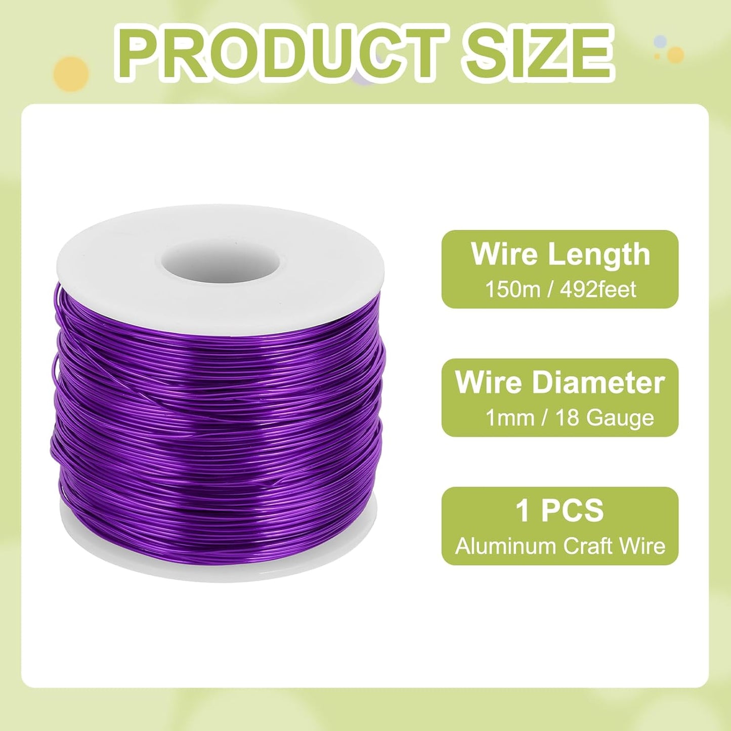 MECCANIXITY 18 Gauge Anodized Aluminum Craft Wire Bendable Bonsai Training Wire 492 Feet 1mm for Sculpting Crafts Wreath Floral Beading Jewelry Making, Purple