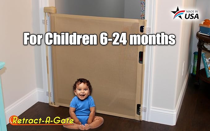 Retract-A-Gate 52" Café: The Original and only Made in USA Retractable Baby, Dog, & Cat Gate