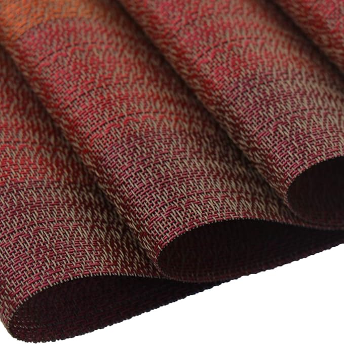 PIGCHCY Placemats Set of 6 and Table Runner,Heat Resistant Vinyl Woven Washable Table mats Sets (6 Placemats+1 Table Runner,Scarlet Red)