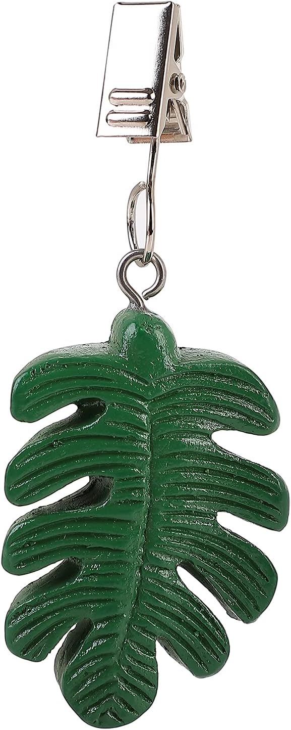TwoFish Home Set of 4 Resin Green Leaves Tablecloth Weights Clips Handicraft Green Leaves Tablecloth Clamps Pack of 4