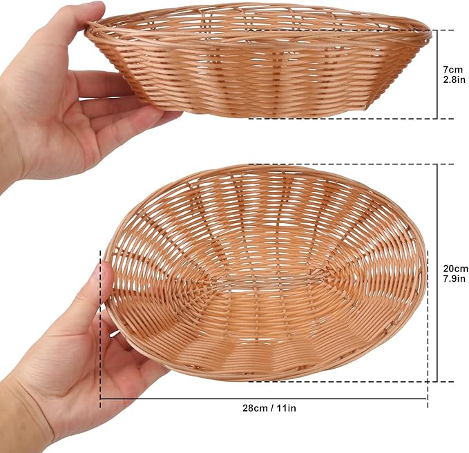 11 Pack 11 Inches Oval Wicker Bread Basket, Woven Serving Baskets,Woven Food Storage Basket for Table, Restaurants, kitchen, Party (11.02 x 7.87 x 2.76 Inch)