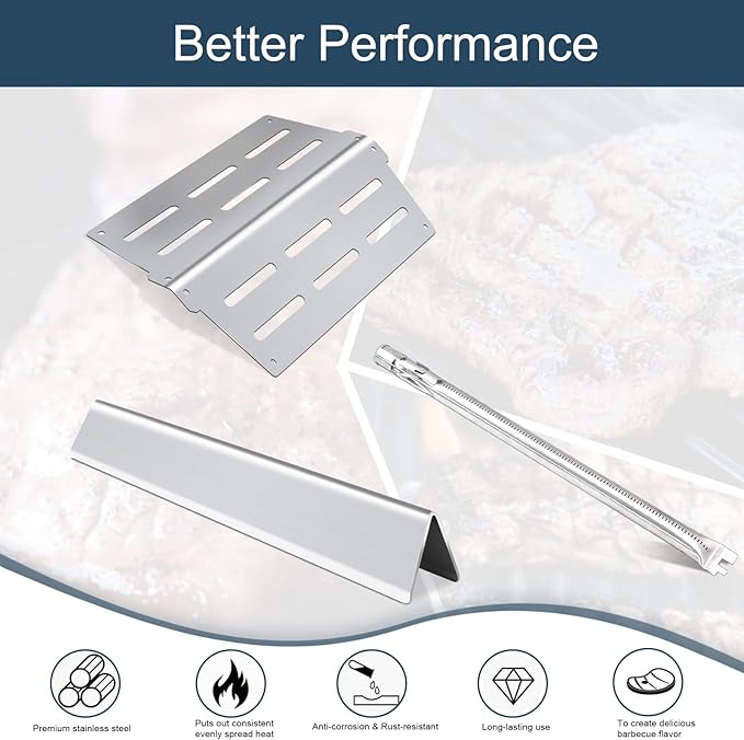 Flavorizer Bars,Heat Deflectors,Grill Burner and Grill Grid for Weber Genesis 300 Series Grills with Front Control Knob, Genesis S310 S320 S330 E310 E320 E330
