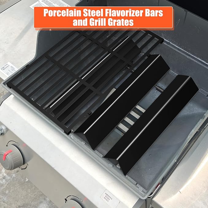 QuliMetal 7635 7637 Grill Replacements for Weber Spirit E-210, Spirit 200, GS4 Spirit II 200, Spirit II E-210 Series Grills with Front-Mounted Control, 15.3" Flavorizer Bars & 17.5" Grates