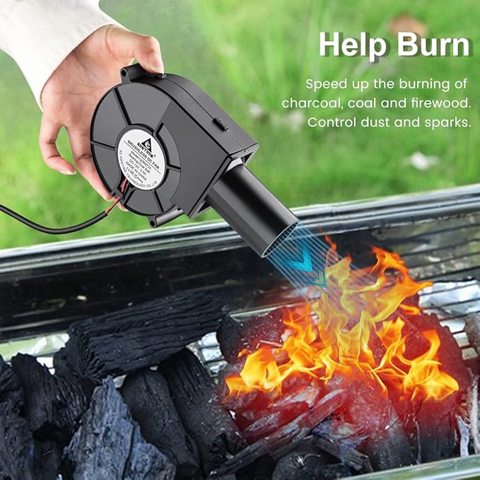GDSTIME BBQ Fan Air Blower 97mm, Variable Speed Centrifugal Fans with 110V/120V AC Plug, Charcoal Starter for Outdoor Camping Picnic Cooking Barbecue Fireplace Bellows Wood Stove