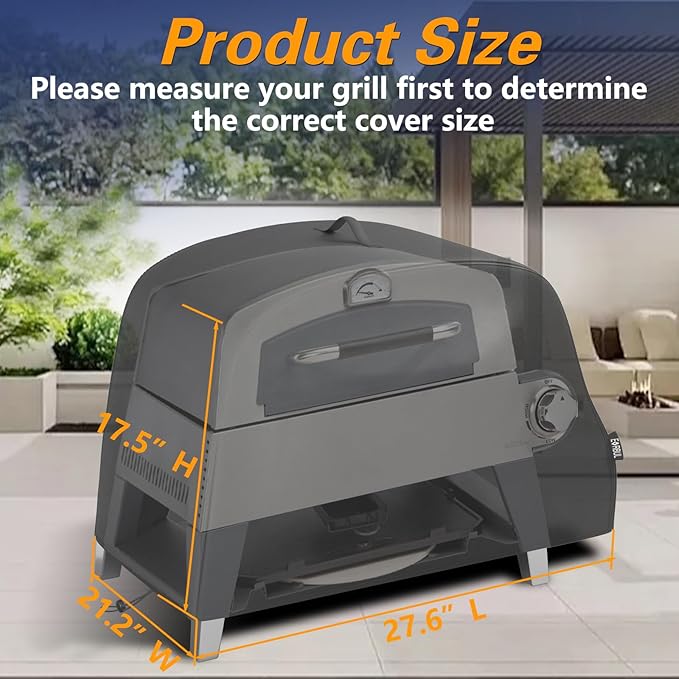 Pizza Oven Grill Cover Outdoor Waterproof 420D Pizza Oven Cover Compatible with Cuisinart CGG-403 3-in-1 Grill, Griddle and Pizza Oven 27.6" L x 21.2" W x 17.5" H