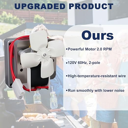 2.0 RPM Auger Motor Replacement Parts, Upgraded Barbecue Auger Motor Replacement 120V 60Hz 2 Pole, Compatible with Traeger, Pit Boss, and Camp Chef, Wood Pellet Grill Smokers