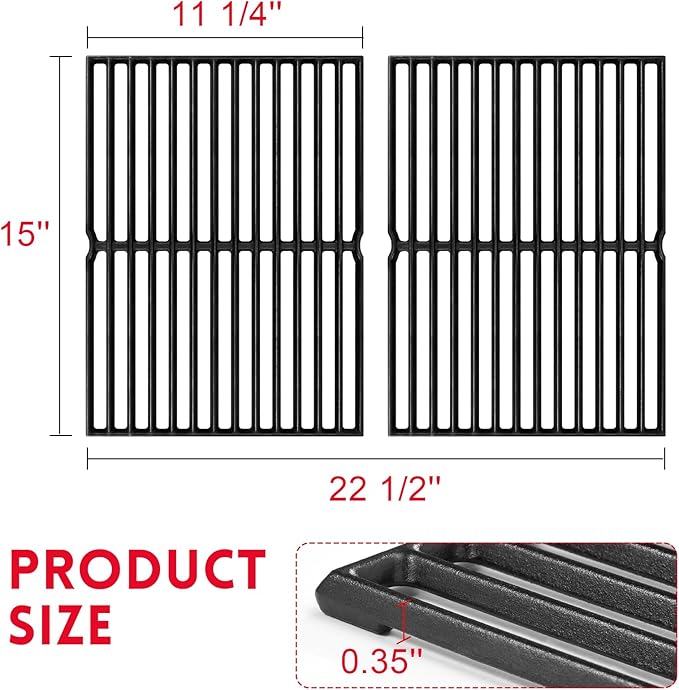 GGC 7522 7521 15" Grill Grates Replacement for Weber Genesis Silver A, Cast Iron Grate Grid for Weber Spirit E/S 200 E/S210, Spirit 500