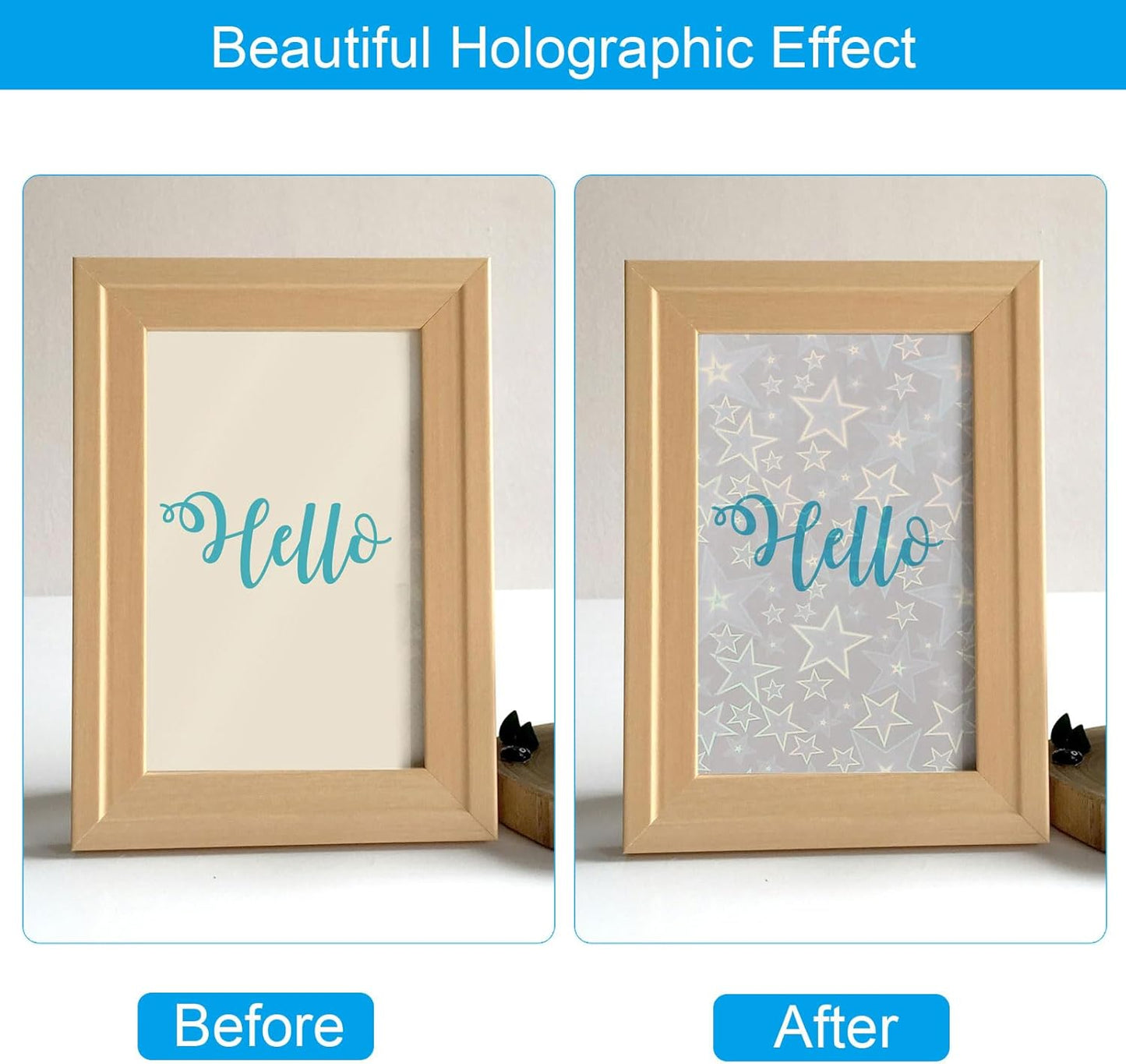 PATIKIL 8.3x5.8" Holographic Sticker Paper, 20Sheets A5 Polypropylene Self-Adhesive Transparent Waterproof Laminate Overlay Film for Photo Cards Scrapbook Decorations, Pentagram