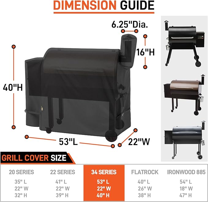 Arcedo Grill Cover Compatible with Traeger Pro 34 Series - Full Length Heavy Duty Waterproof Large Wood Pellet Smoker Covers for Texas Elite, Pro 780, Winter Outdoor BBQ Grill Pro34 Accessories