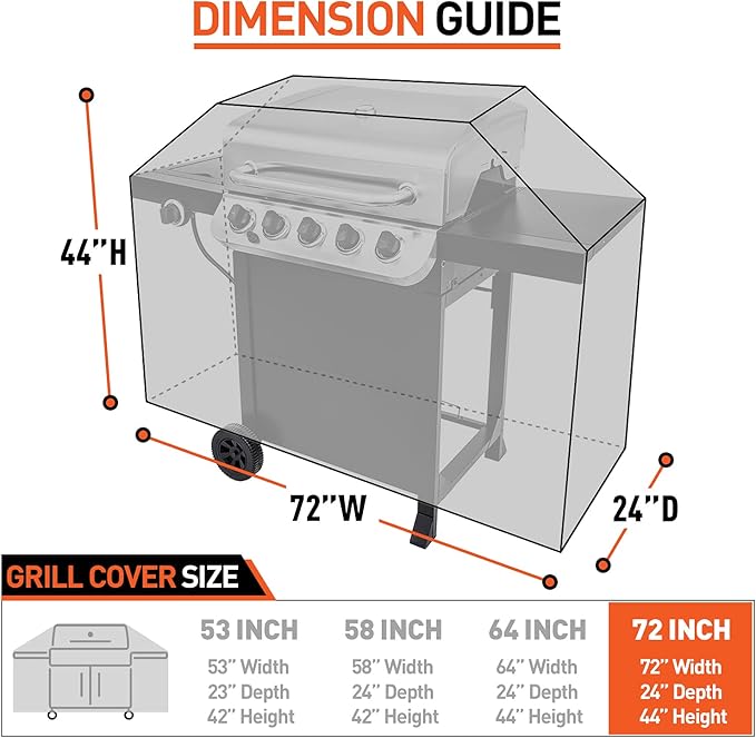Arcedo 72 Inch Grill Cover, Waterproof Large BBQ Gas Grill Cover Compatible with Weber, Durable and Rip Resistant, Fits for Charbroil Nexgrill Napoleon