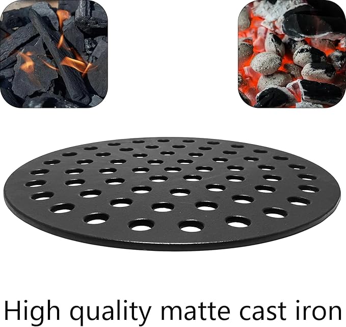 7441 Round 17" Cast Iron Fire Grate, Charcoal Grates Bottom Plate Replacement Parts for Weber 22" Kettle, One-Touch, Master Touch, Bar-B-Kettle, Performer，Big Green Egg XL Charcoal Grill