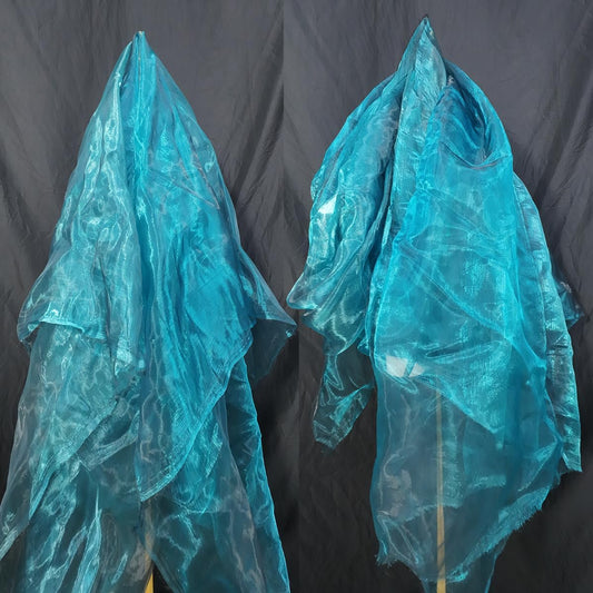Two-Tone Iridescent Holographic Organza Fabric - 11 Yards by The Yard | Lightweight Sheer Tulle | for Wedding Dresses, Party Decor, DIY Crafts, Shiny Backdrops(Midnight Blue)