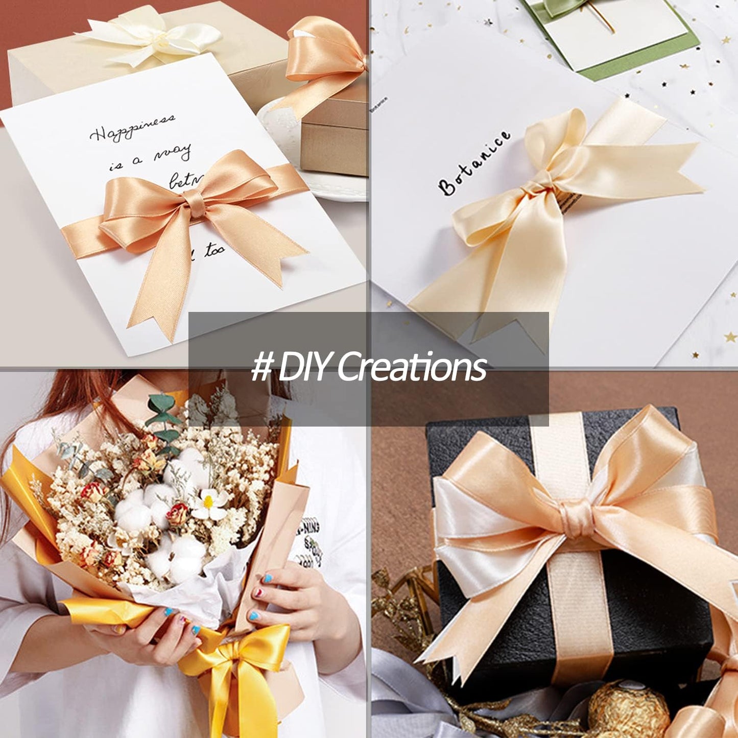 1" Wide x 100 Yards Single Face Polyester Satin Ribbon, Satin Ribbon for Crafts, Gift, Hair Bows, Wedding Party Decoration, Bow Making & Other Projects (Champagne Gold)