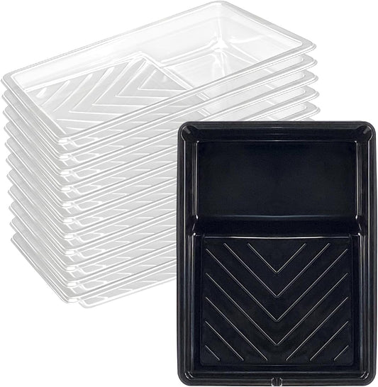 Great Andrew 12 Pack Paint Tray Liners 7 Inch, 1 PC Sturdy Plastic Tray with 11 PCS Disposable Paint Tray Liners, Paint Roller Trays, Paint Pan Liners for DIY Painting Projects, Walls, Furniture