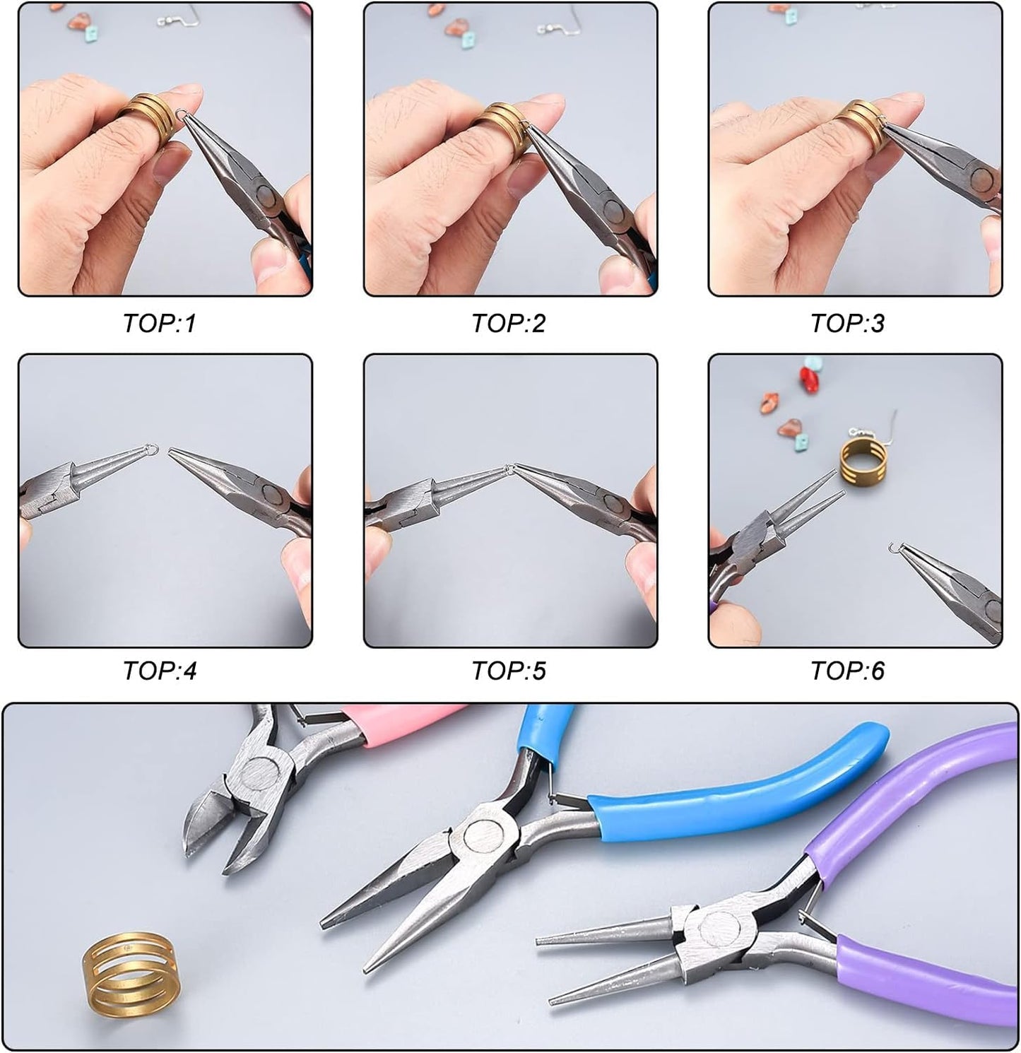 3 Pcs Jewelry Pliers Set - Needle Nose, Round Nose and Wire Cutters for Jewelry Making, Repair and Crafts，Wire Wrapping Beading Crafts Pliers