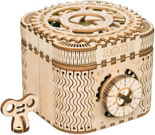 ROKR 3D Wooden Puzzle Mechanical Treasure Box Model DIY Brain Teaser Projects for Adult Age 14+ Birthday Gift Educational Toys Wooden Puzzles for Adults