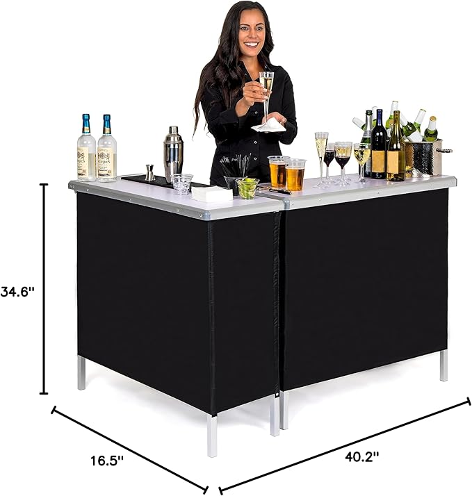 GoPong GoBar Portable Double Bar Table Set - Mobile Bartender Station for Events - Includes Carrying Case